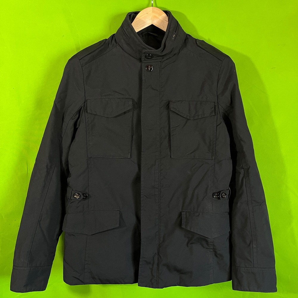 Sz 48 Allegri Field Jacket Women Medium Black Quilted Lined Utility‎ Button